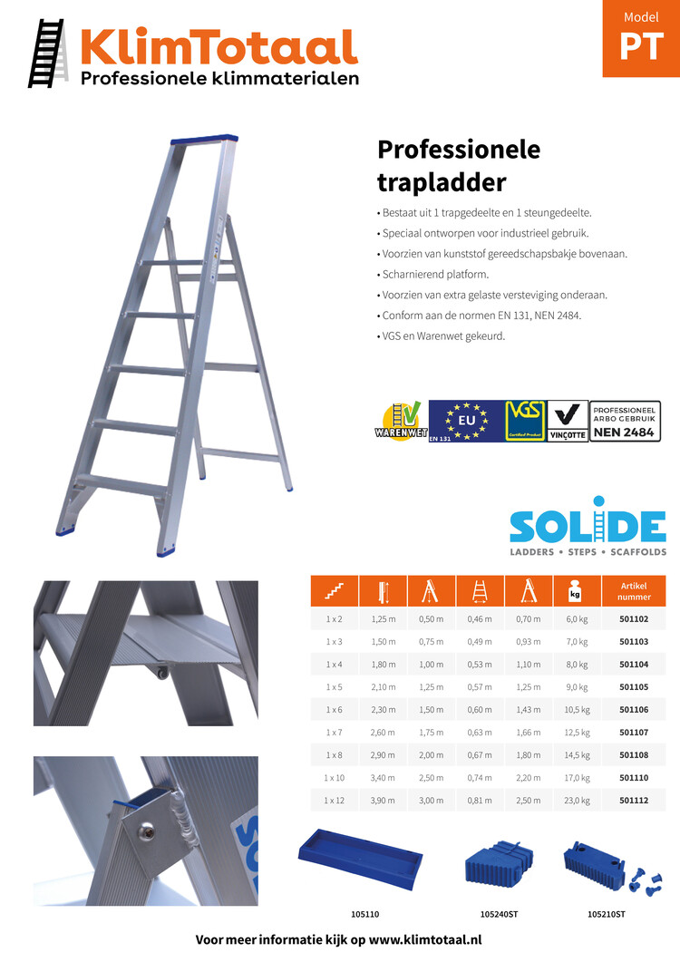 Solide Professionele Enkele Trap 7 Treden