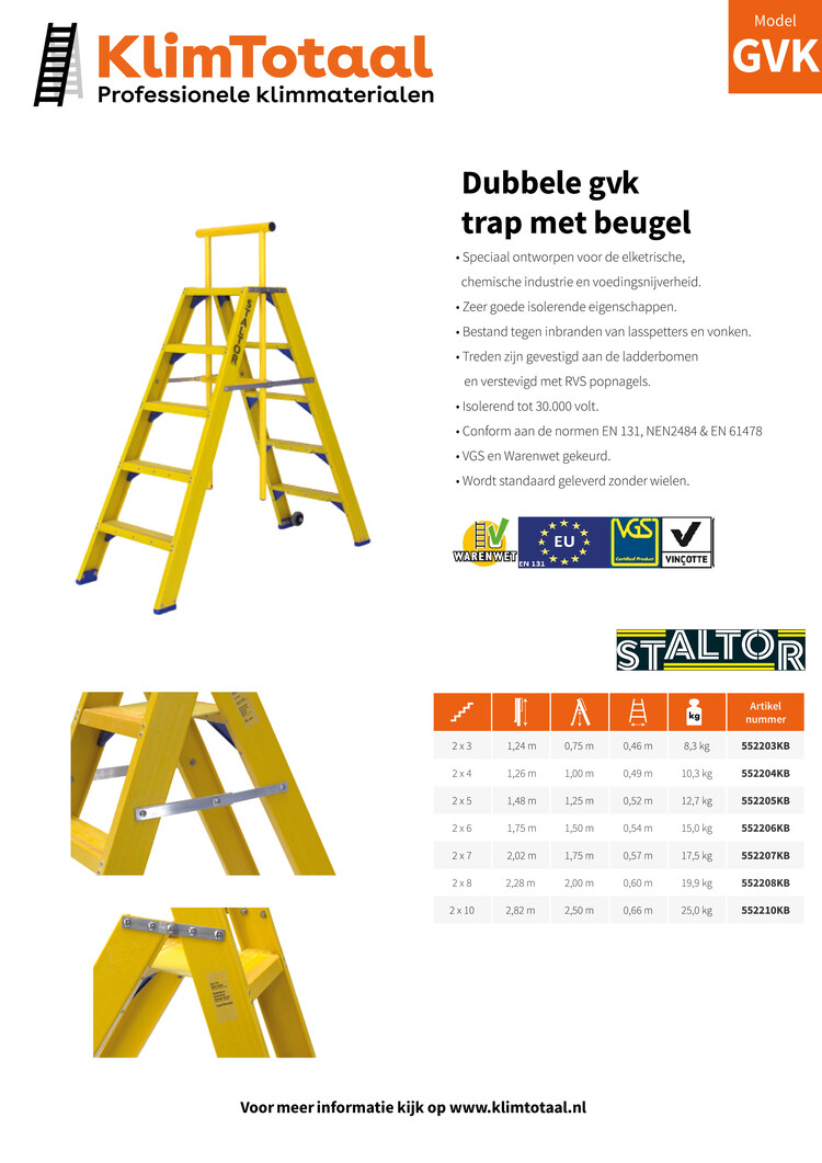 Staltor Dubbele Kunststof Trap 5 Treden (Inklap Beugel)