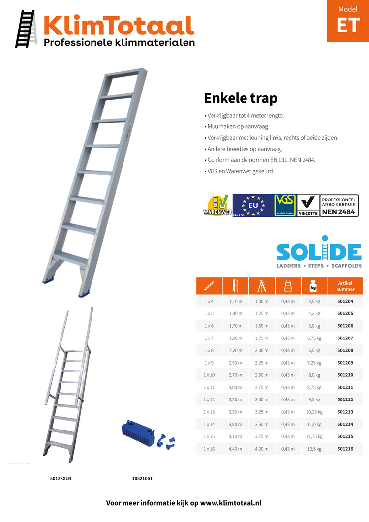 Solide Enkele Trap ET 5 Treden