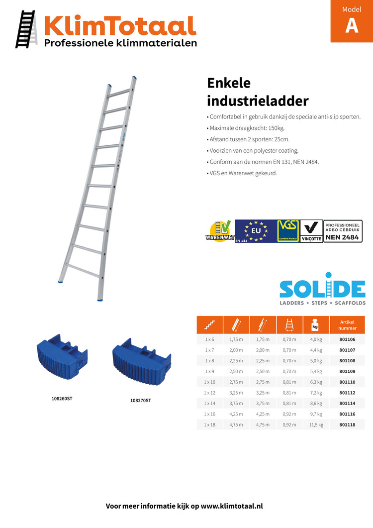 Solide Enkele Ladder 10 Sporten