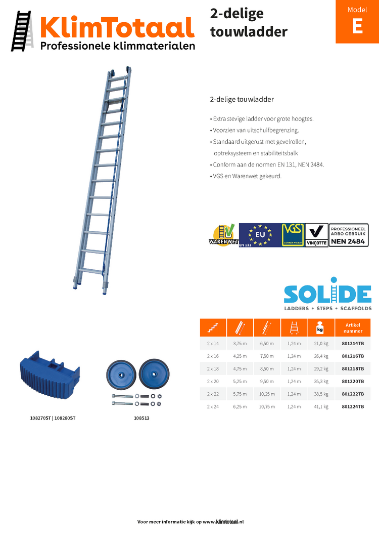 Solide Touwladder 2x24