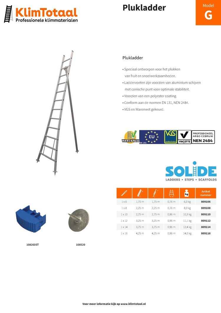 Solide Plukladder 10 Sporten