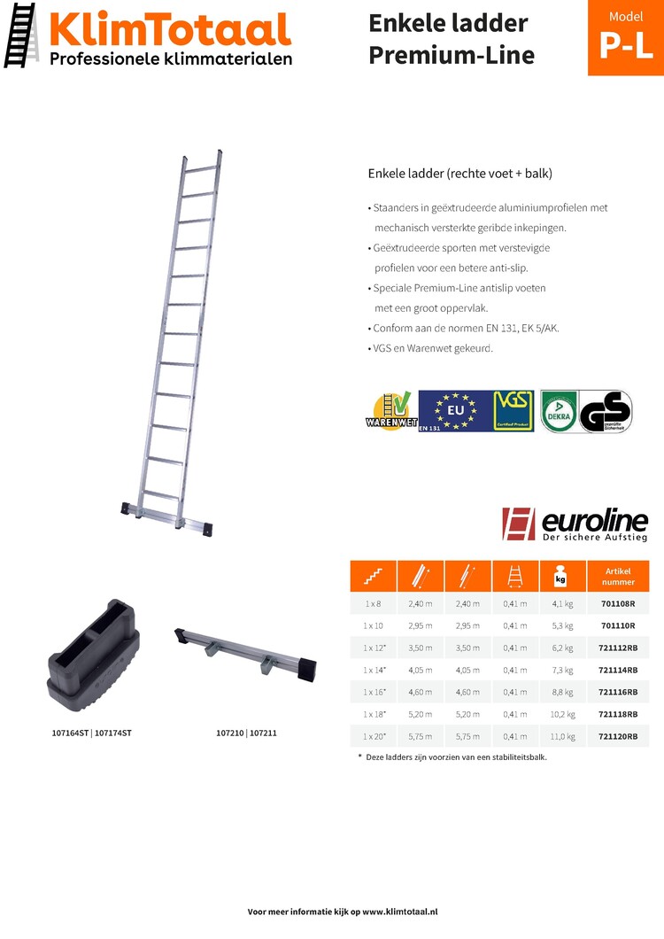 Euroline Enkele Ladder 14 Sporten