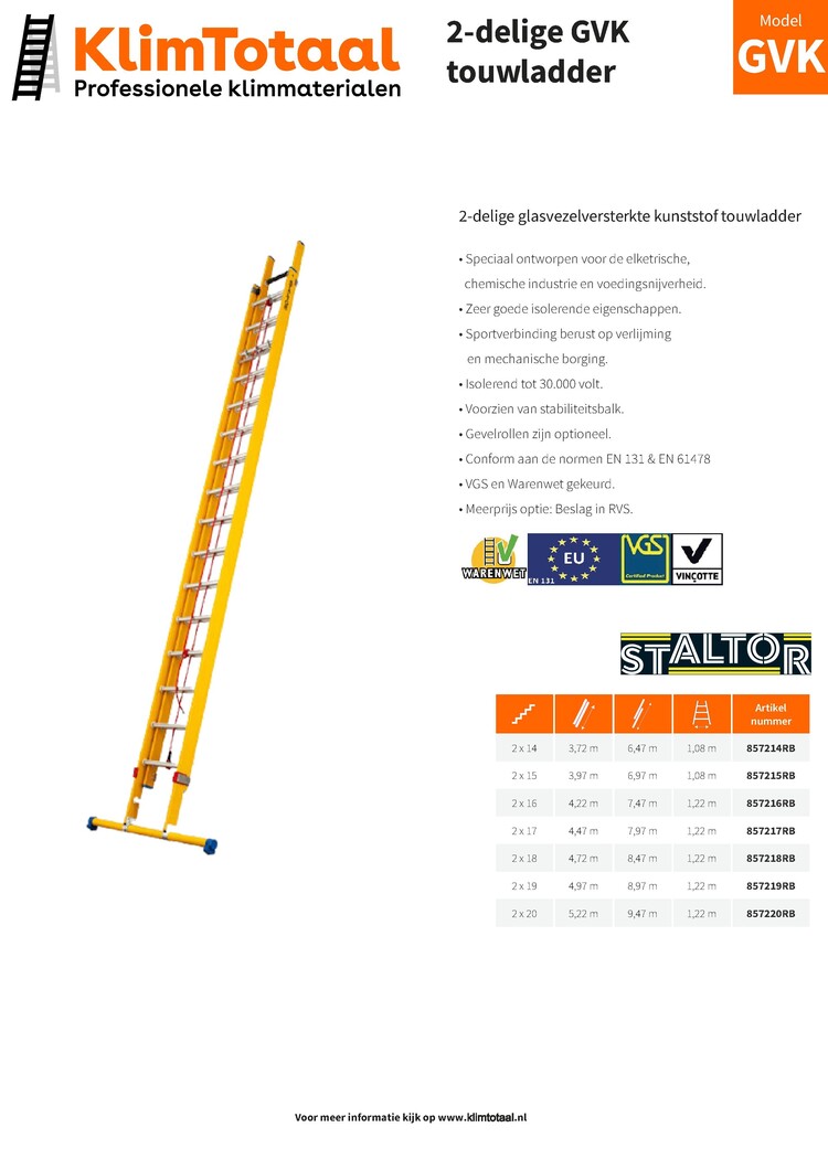 Staltor Kunststof Touwladder 2x19