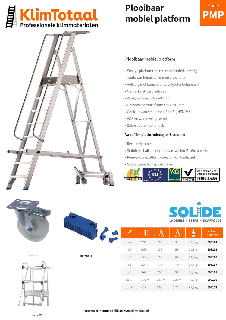 Solide Plooibaar Mobiel Platform 4 Treden