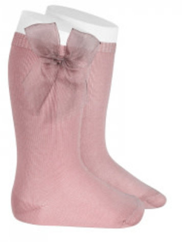 KNEE HIGH SOCKS WITH TULLE BOW