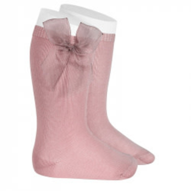 KNEE HIGH SOCKS WITH TULLE BOW