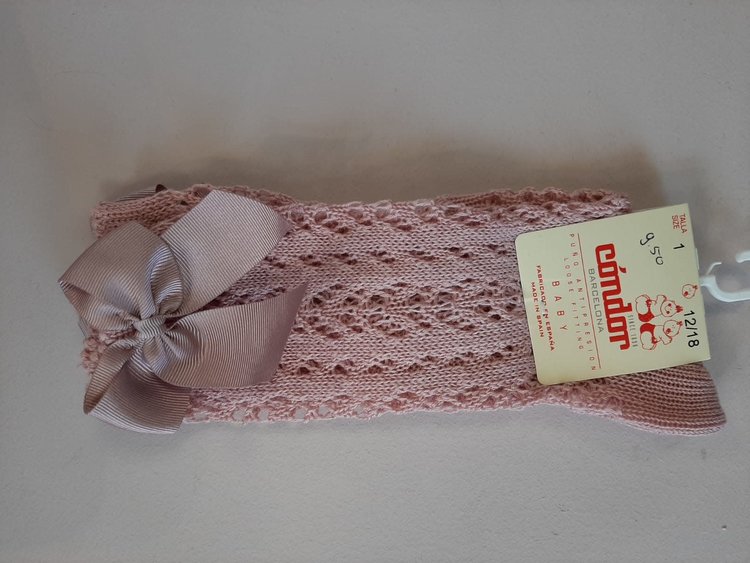 KNEE HIGH SOCKS OPENWORK  WITH BOW