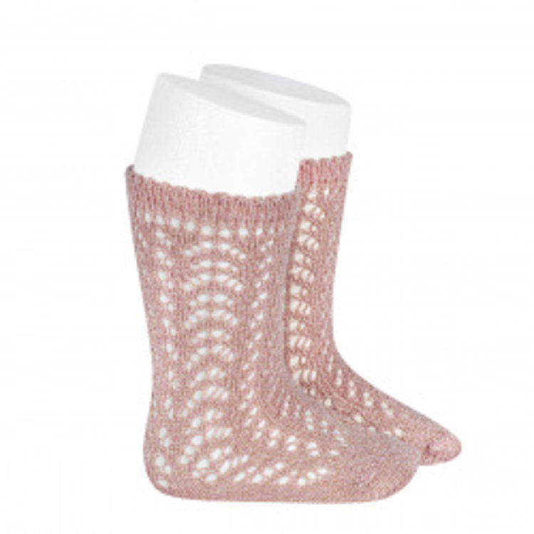 METALIC YARN OPENWORK PERLE KNEE SOCK