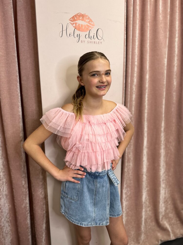 MEISJES TOP TULE ROZE