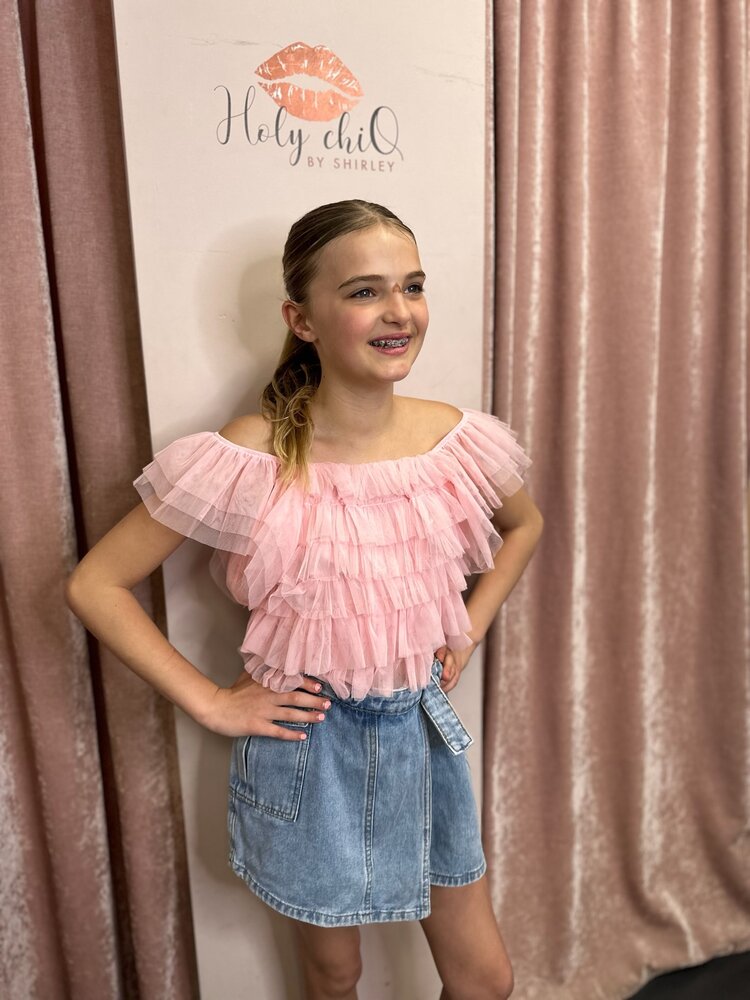 MEISJES TOP TULE ROZE