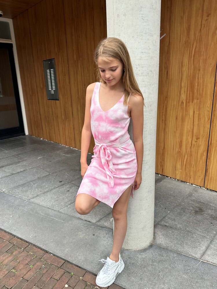 JURK TIEDYE ROZE/ZWART