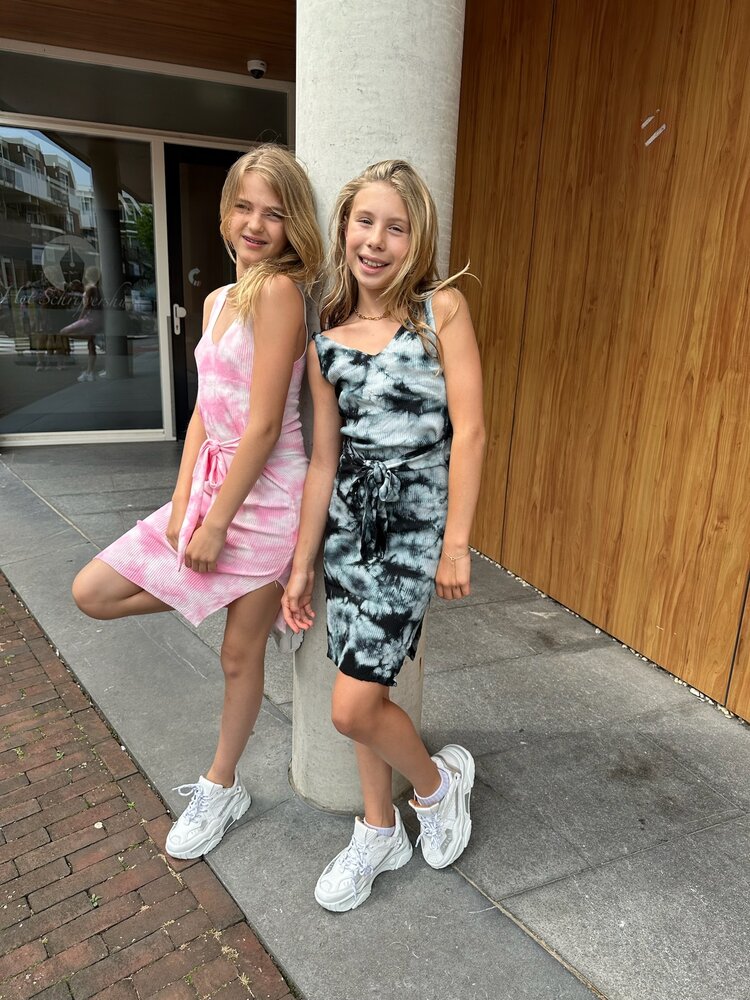 JURK TIEDYE ROZE/ZWART