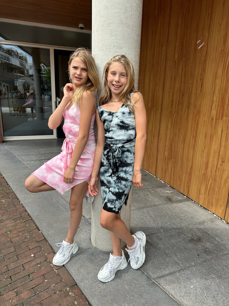 JURK TIEDYE ROZE/ZWART
