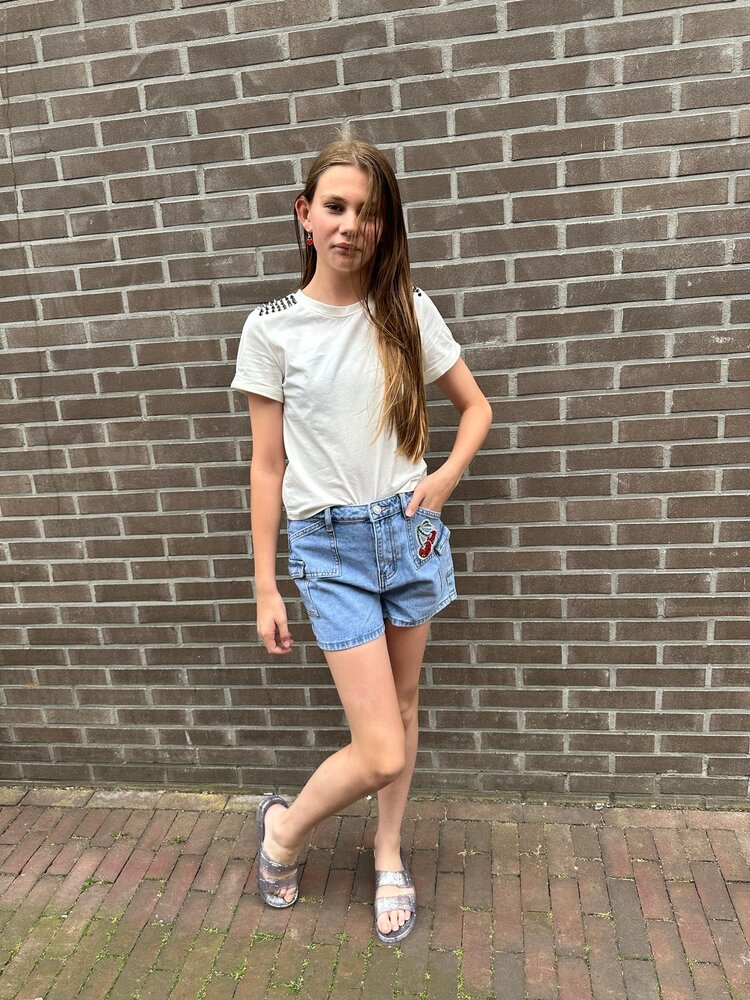 MEISJES JEANS SHORT CHERRY