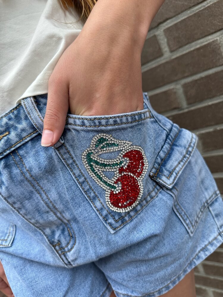 MEISJES JEANS SHORT CHERRY