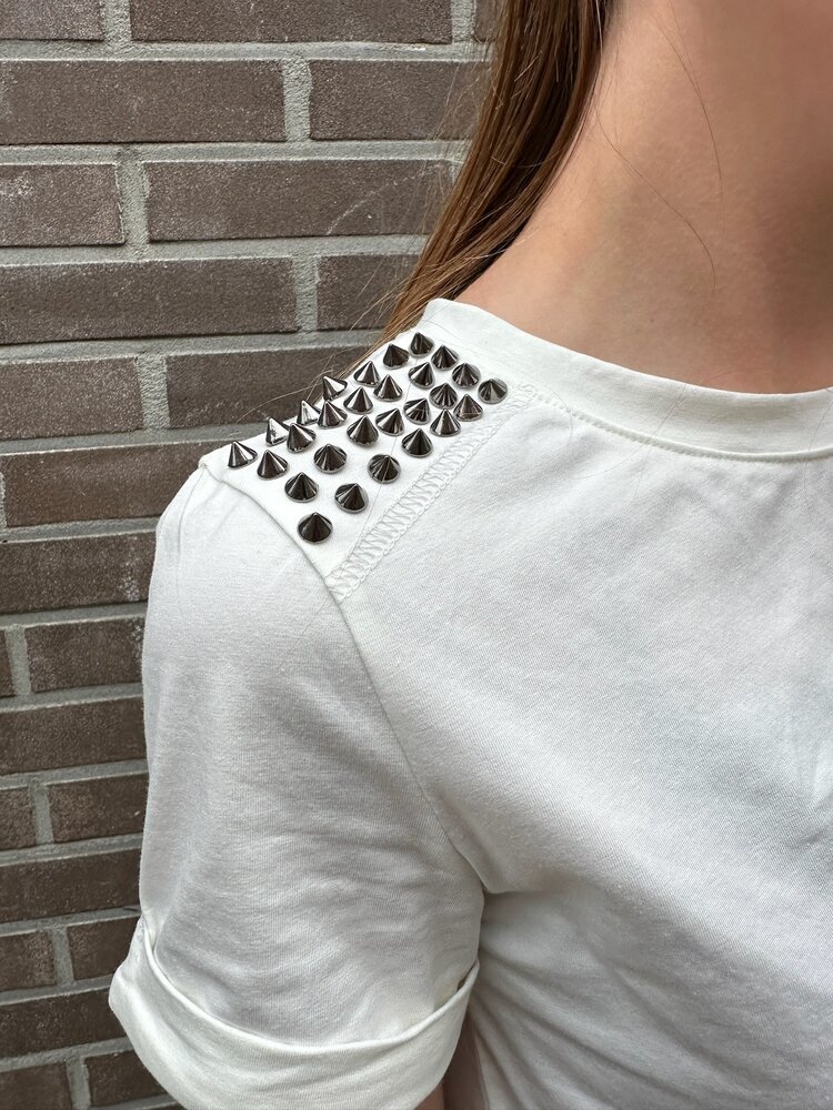 MEISJES T-SHIRT STUDS ZWART/WIT