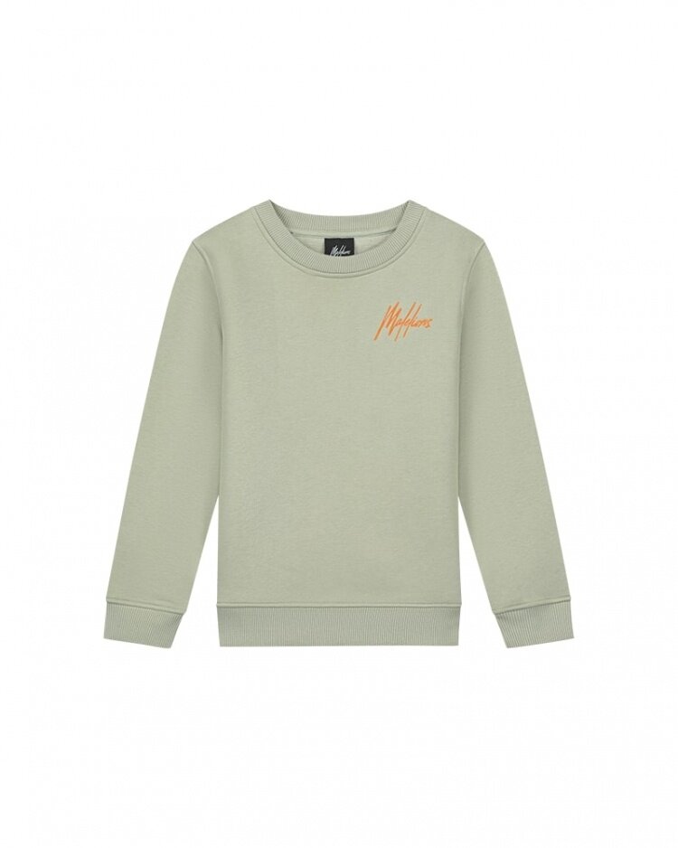 JUNIOR STRIPED SIGNATURE SWEATER SEAGRASS/ORANGE