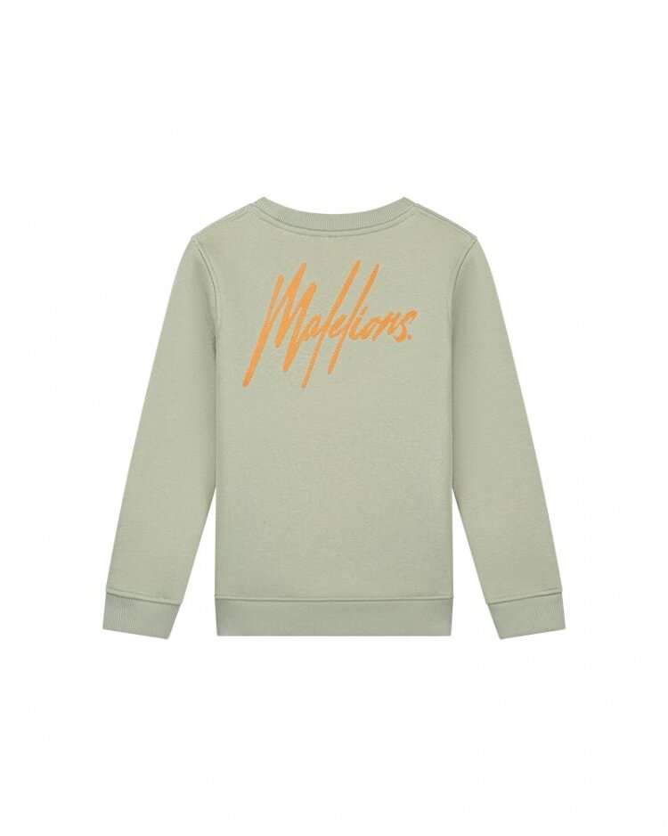 JUNIOR STRIPED SIGNATURE SWEATER SEAGRASS/ORANGE