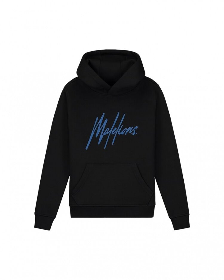 JUNIOR STRIPED SIGNATURE HOODIE BLACK/COBALT