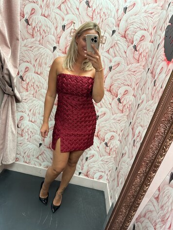 DAMES JURK BORDEAUX GEVLOCHTEN