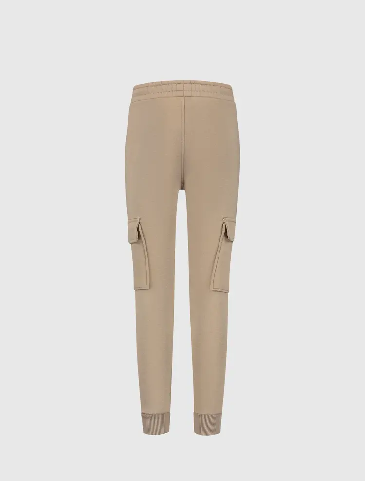 JUNIOR LOGO BADGE CARGO SWEATPANTS TAUPE