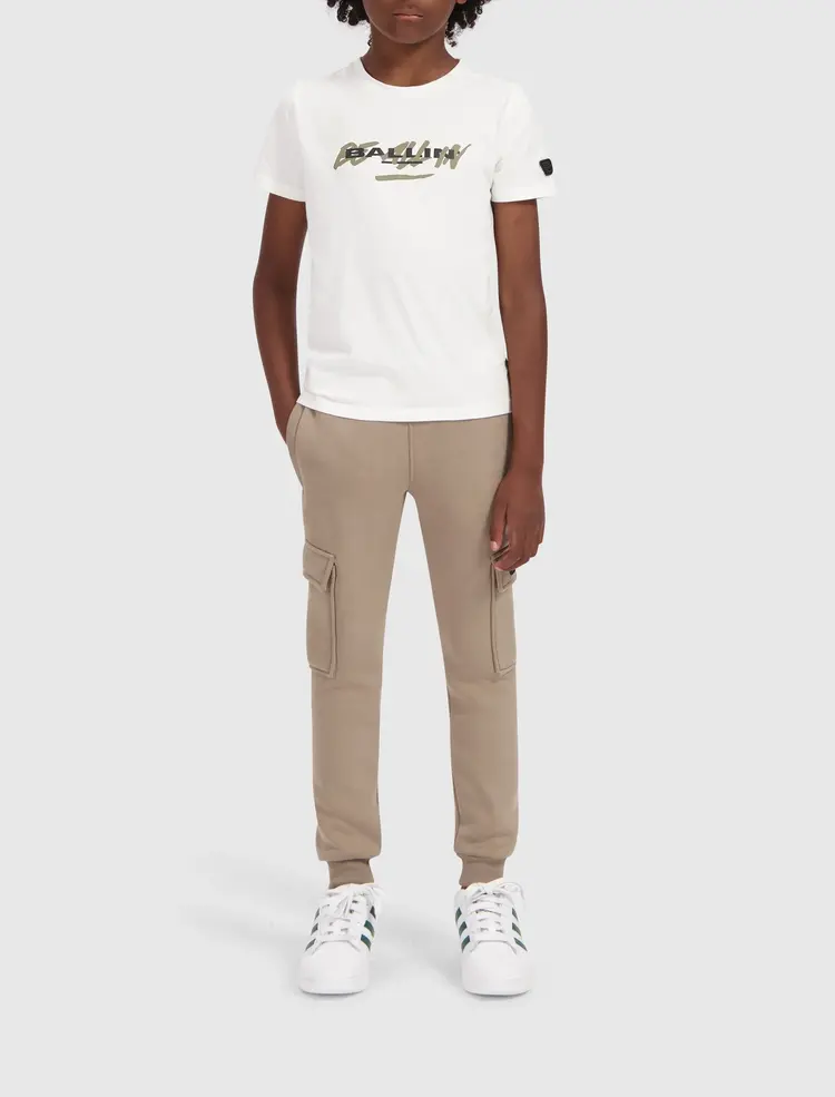 JUNIOR LOGO BADGE CARGO SWEATPANTS TAUPE