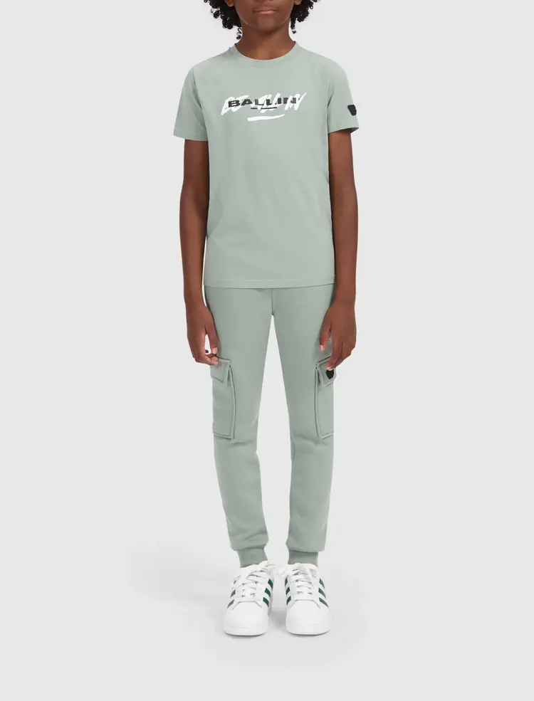 JUNIOR LOGO BADGE CARGO SWEATPANTS DARK MINT