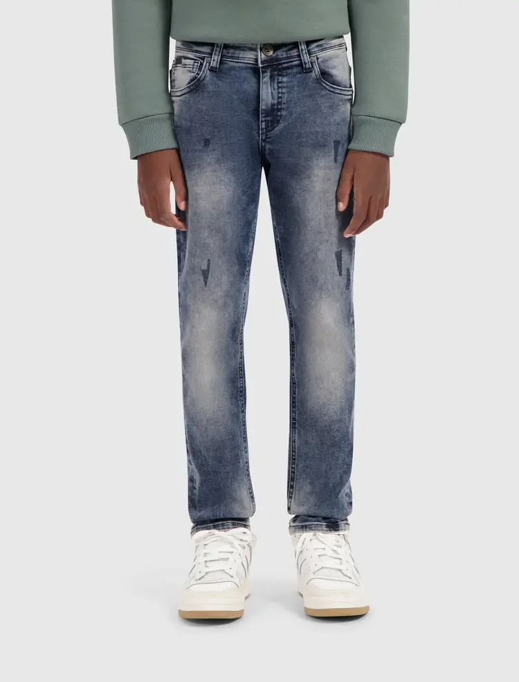 JUNIOR NOAH SLIM FIT JEANS DARK DENIM DARK BLUE DAMAGED