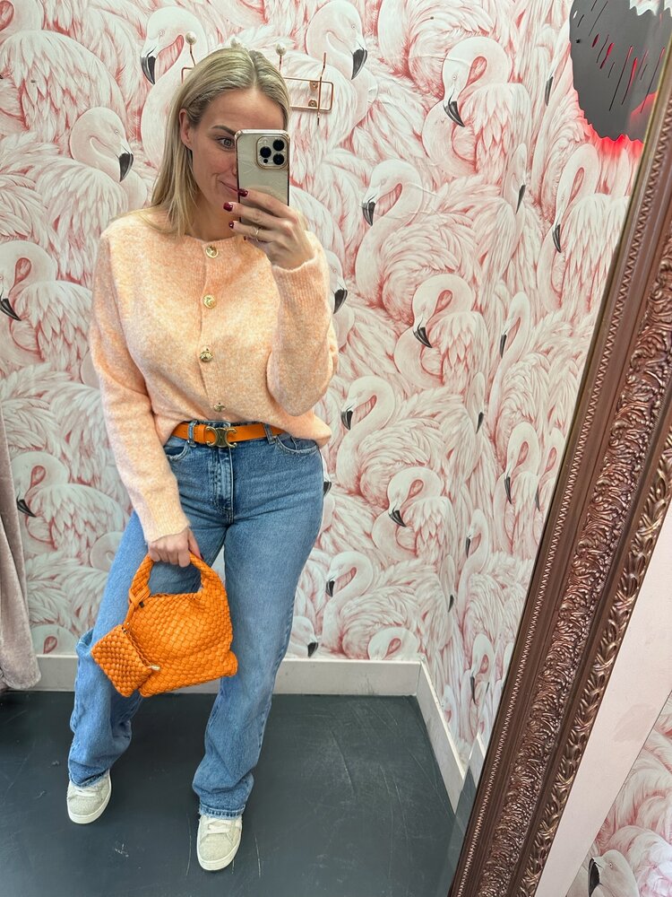 DAMES VEST GEMELEERD ORANJE