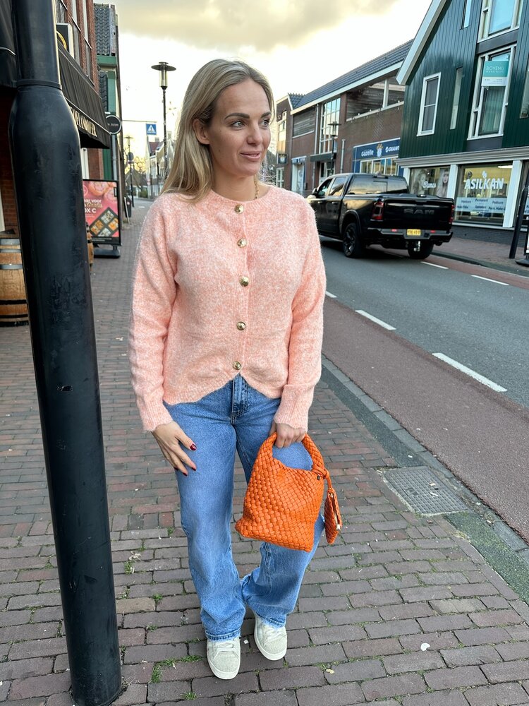 DAMES VEST GEMELEERD ORANJE