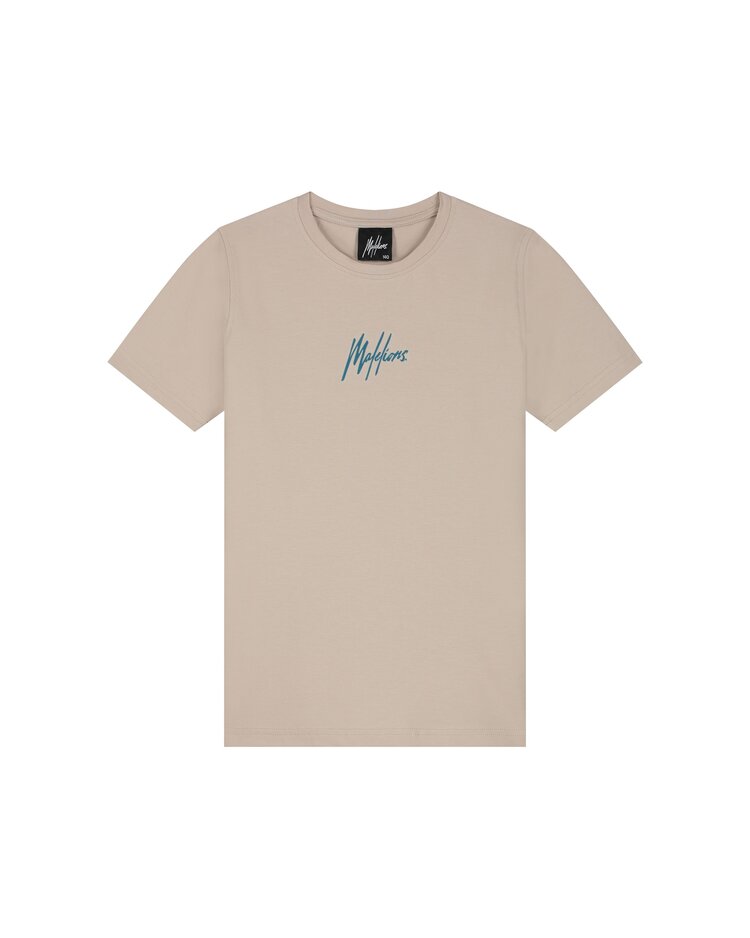 MALELIONS JONGENS T-SHIRT JUNIOR STRIPED SIGNATURE TAUPE