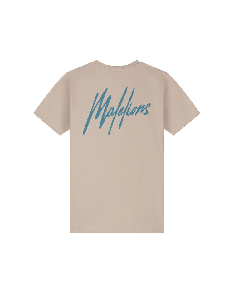 MALELIONS JONGENS T-SHIRT JUNIOR STRIPED SIGNATURE TAUPE