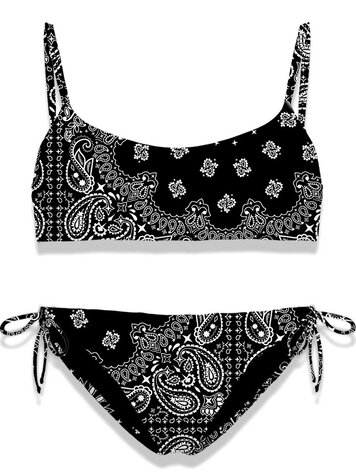 SAINT BARTH MEISJES BIKINI BANDANNA ROUND ZWART