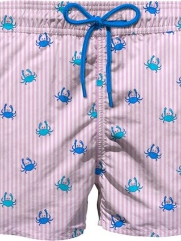 SAINT BARTH BABY JONGENS ZWEMBROEK CRABS STRIPES ROZE