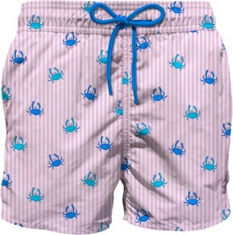 SAINT BARTH BABY JONGENS ZWEMBROEK CRABS STRIPES ROZE