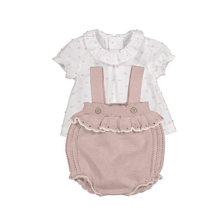 MAYORAL BABY MEISJES KNIT SALOPETTE SET ROZE