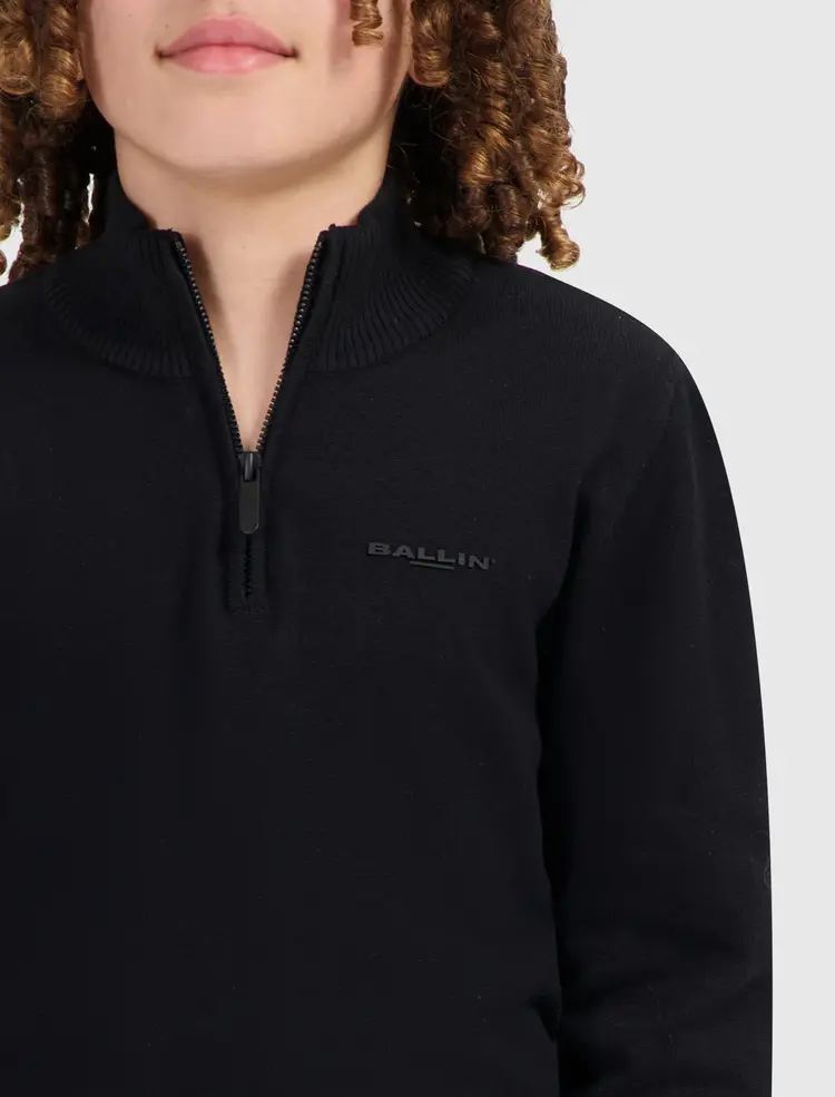 BALLIN  JONGENS JUNIOR HALF ZIP KNIT TRUI ZWART