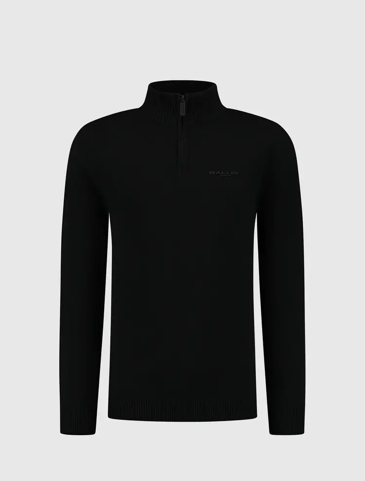 BALLIN  JONGENS JUNIOR HALF ZIP KNIT TRUI ZWART