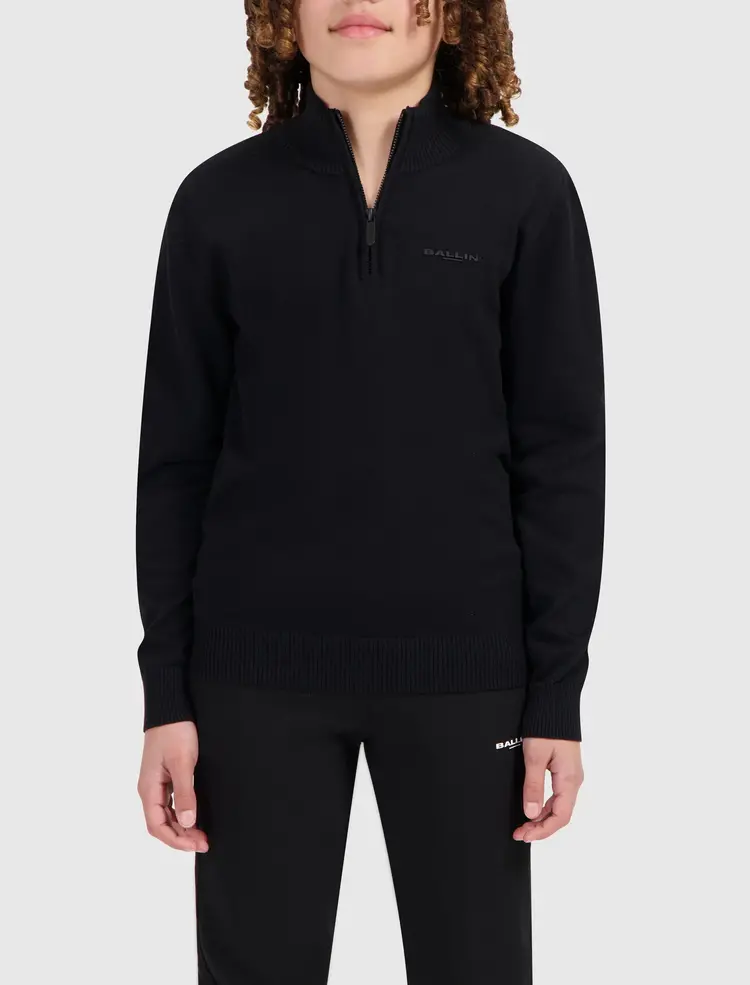 BALLIN  JONGENS JUNIOR HALF ZIP KNIT TRUI ZWART