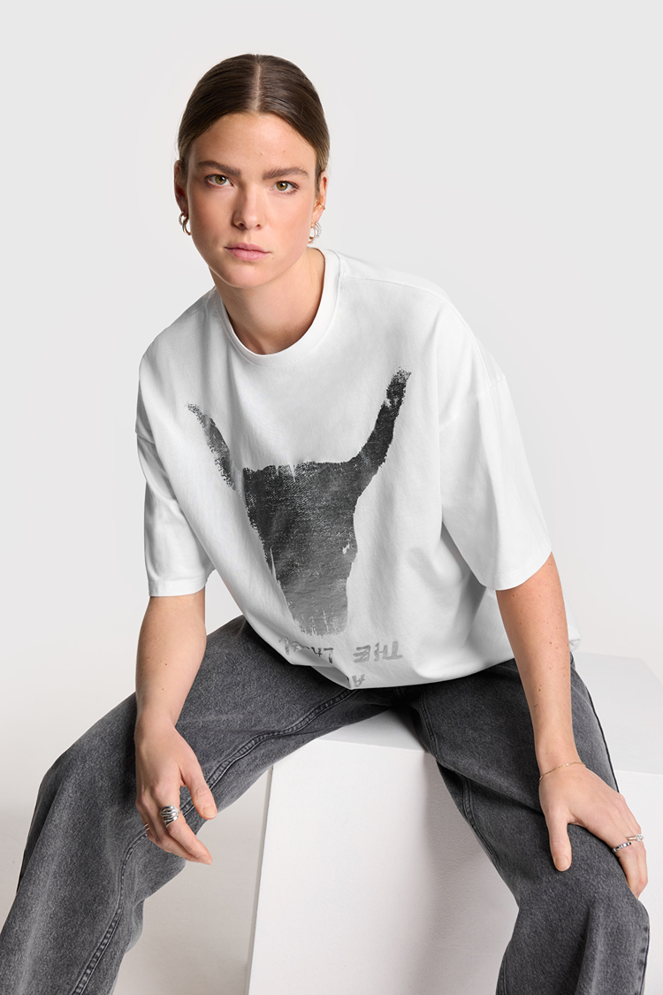 ALIX SILVER BULL T-SHIRT WIT
