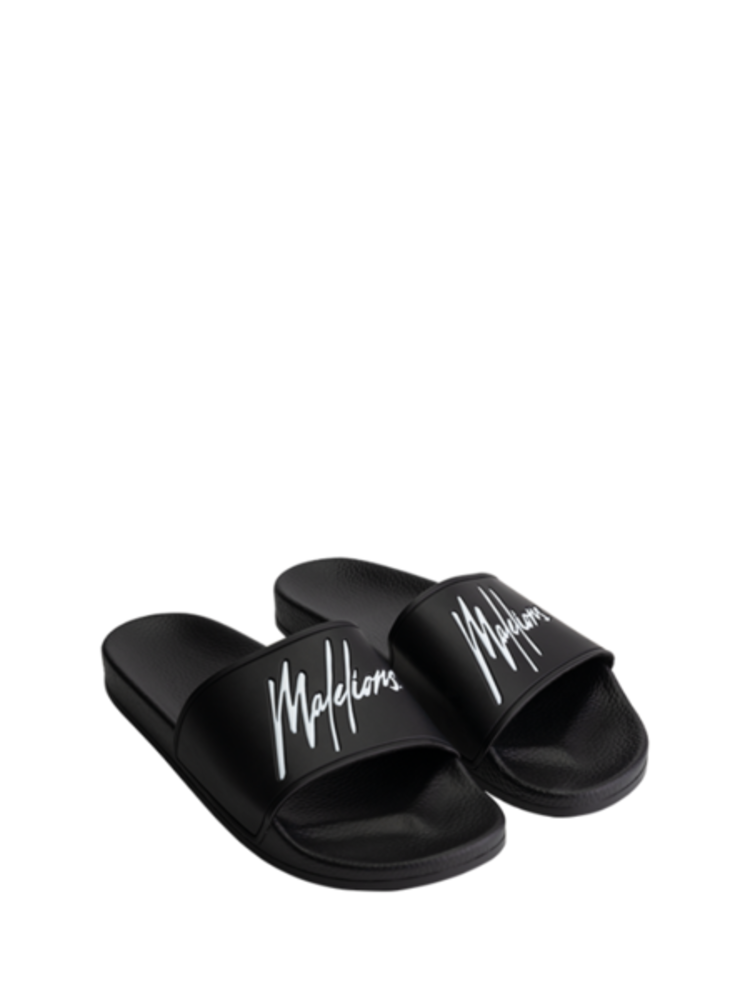 MALELIONS KIDS SIGNATURE SLIDES ZWART/WIT