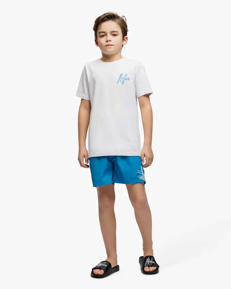 MALELIONS JUNIOR 3D WAVE T-SHIRT WHITE/AQUA BLUE