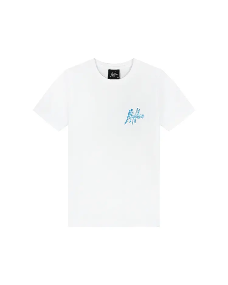 MALELIONS JUNIOR 3D WAVE T-SHIRT WHITE/AQUA BLUE