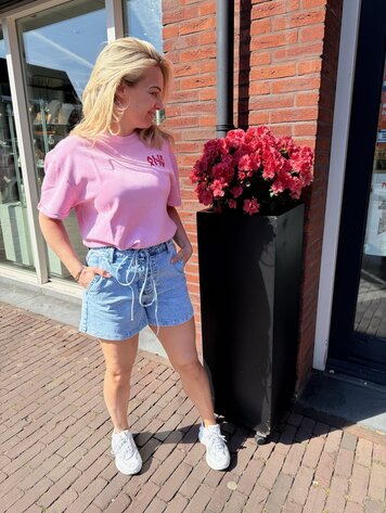 DAMES JEANS SHORT GEVLOCHTEN