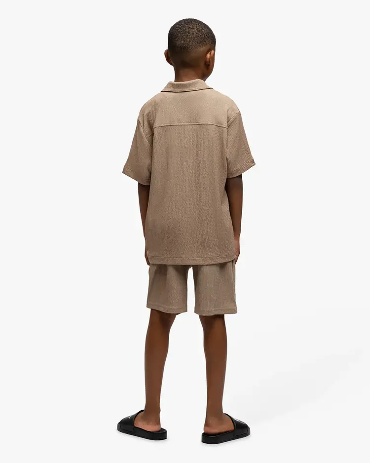MALELIONS  JUNIOR SEERSUCKER SHIRT TAUPE