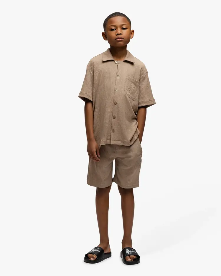 MALELIONS  JUNIOR SEERSUCKER SHIRT TAUPE