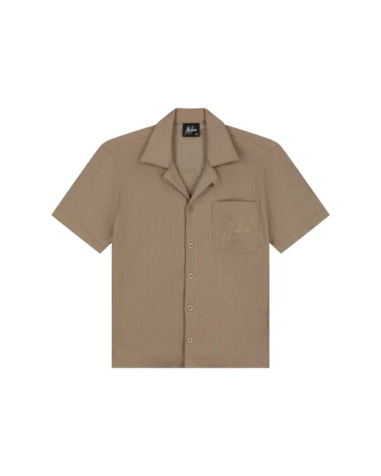 MALELIONS  JUNIOR SEERSUCKER SHIRT TAUPE