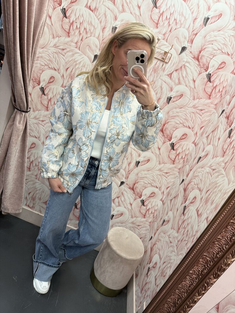 DAMES BOMBER BLOEMEN BLAUW