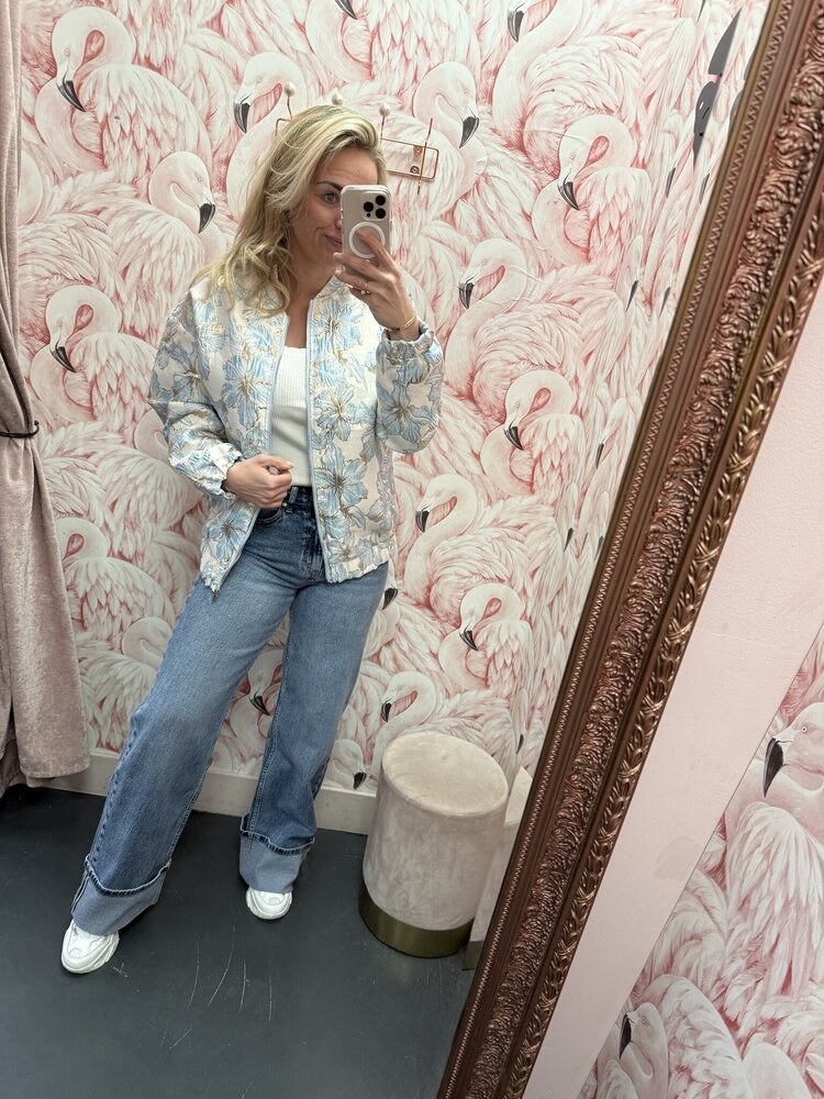 DAMES BOMBER BLOEMEN BLAUW